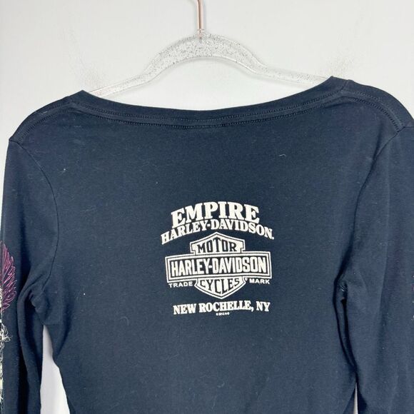 HARLEY DAVIDSON | Tattoo Style NY Graphic Long Sleeve Shirt Women’s Size Small - Picture 6 of 7